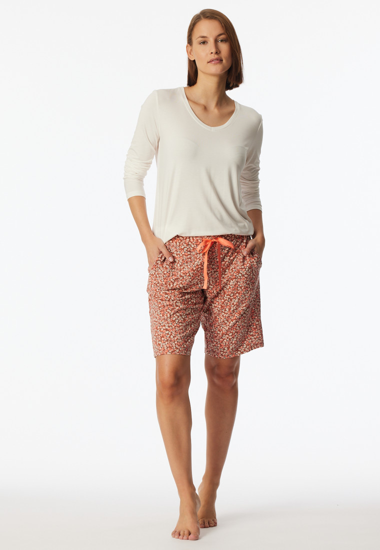 Bermuda-Shorts Modal Blumen pfirsich - Mix+Relax