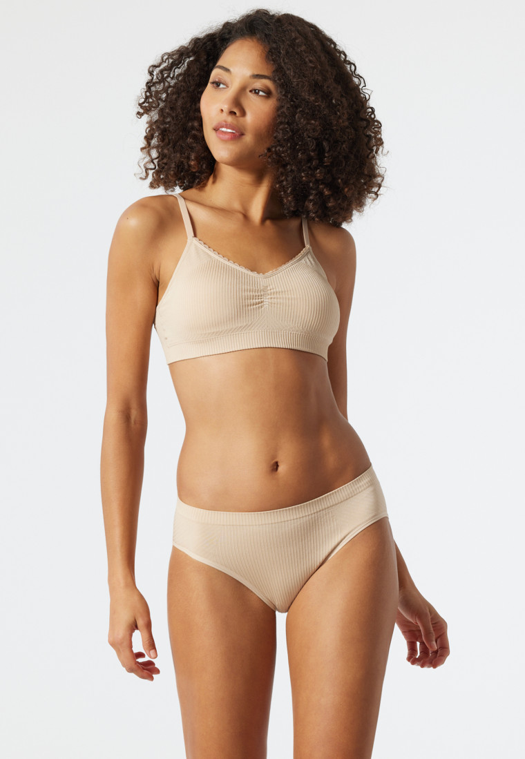 Bustier herausnehmbare Cups Spitze sand - Seamless Recycled Rib