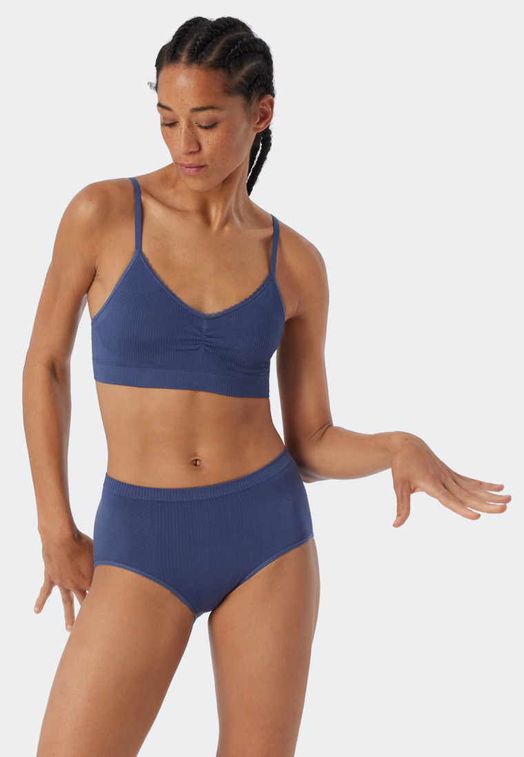 Bustier herausnehmbare Cups Spitze blau - Seamless Recycled Rib