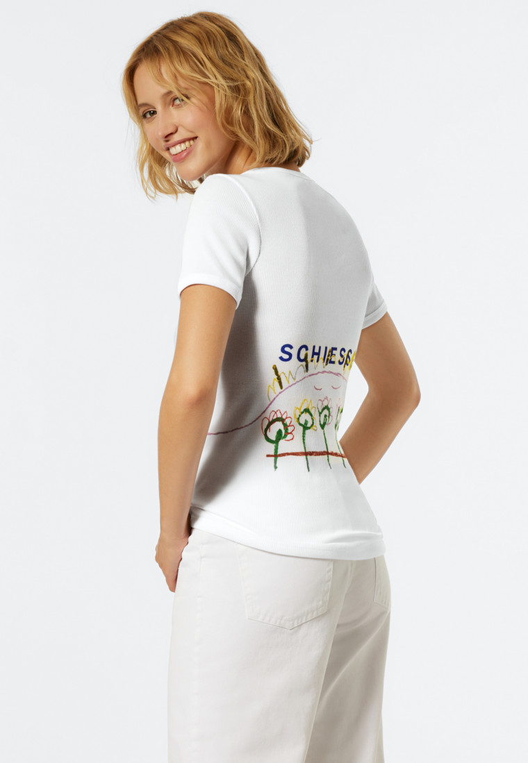 Tee-shirt manches courtes côtelé blanc - Art Edition by Noah Becker