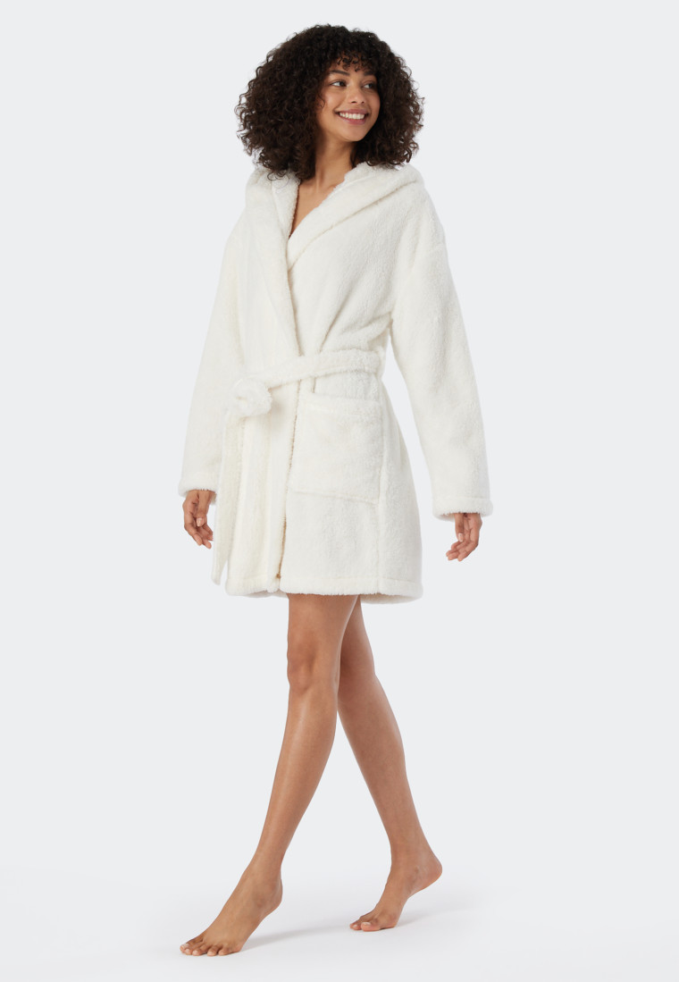 Bathrobe teddy fleece comfort fit off-white - Essentials