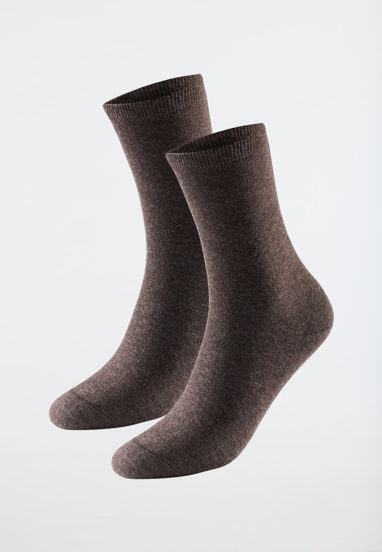 Damensocken 2er-Pack Organic Cotton braun-meliert - 95/5