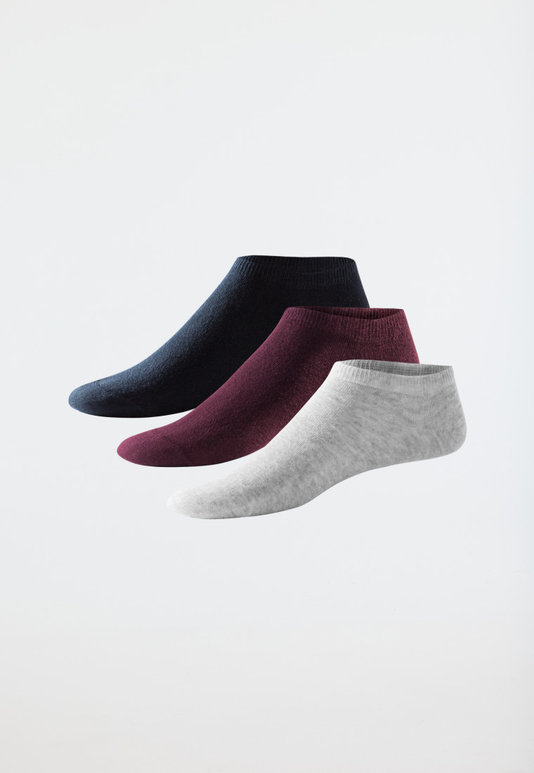 Women's sneaker socks 3-pack organic cotton multicolored - 95/5