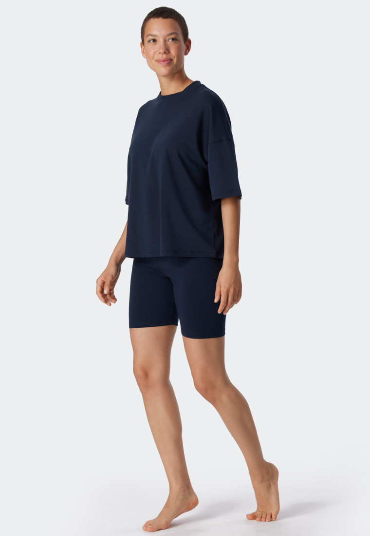 Pants short Tencel sustainable pockets dark blue - Mix+Relax