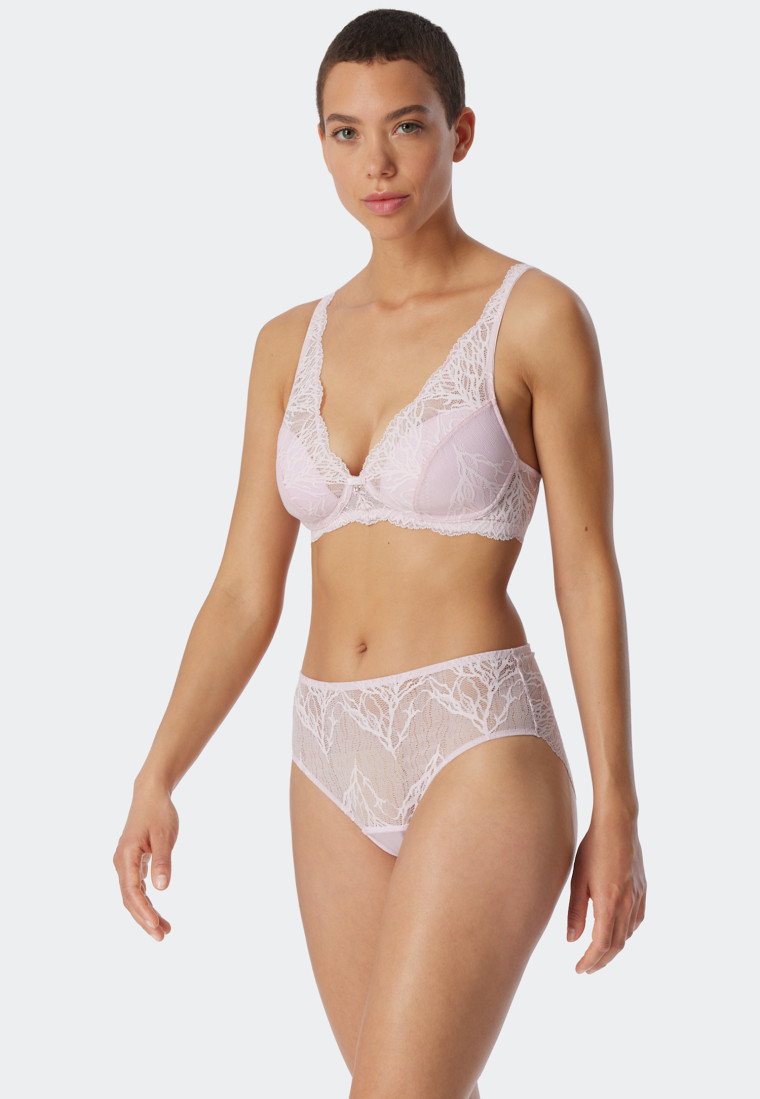 High-waisted panties lace pale pink - Modal and Lace