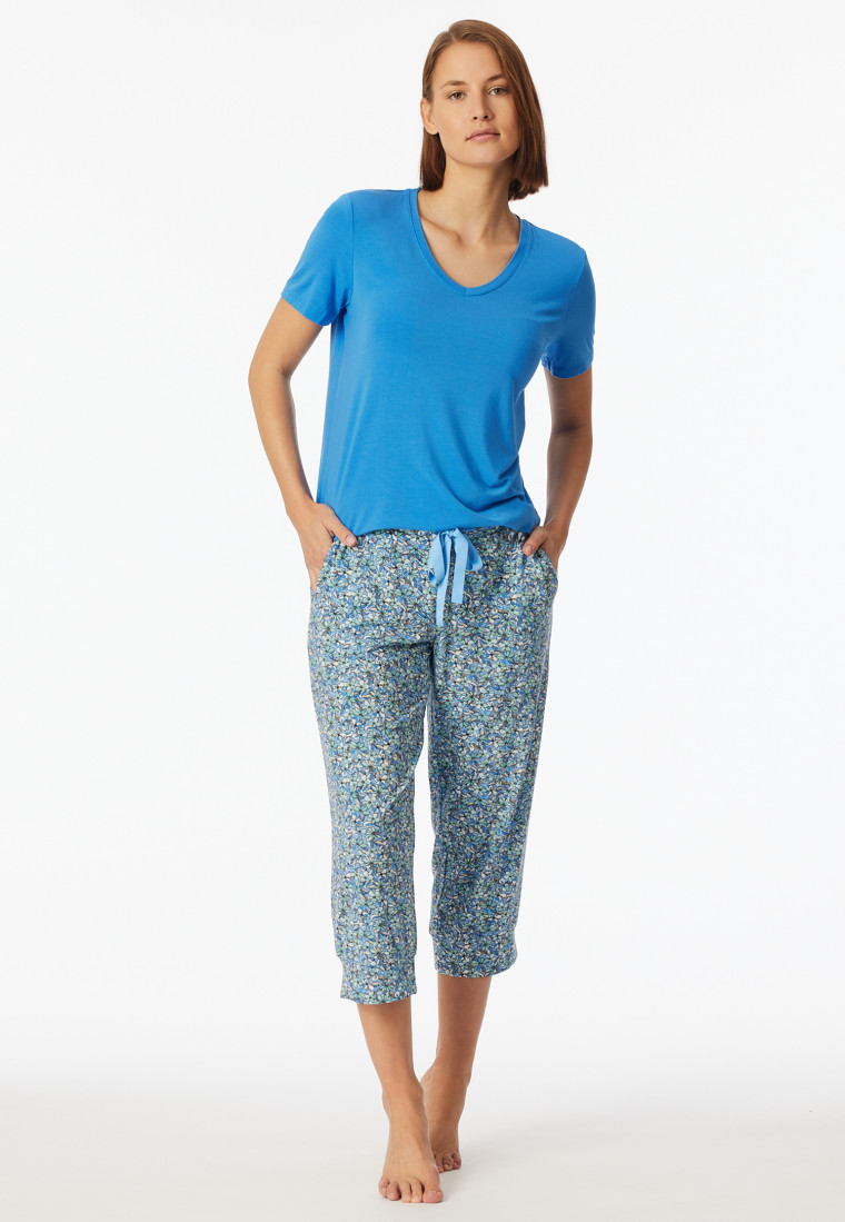 Loungehose 3/4-lang Modal Blumenprint multicolor - Mix+Relax