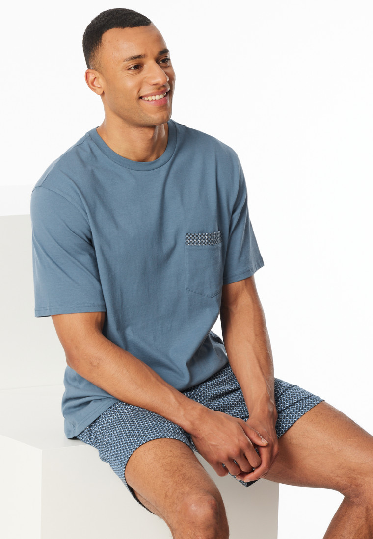Schlafanzug kurz Organic Cotton Karos graphit - Comfort Nightwear