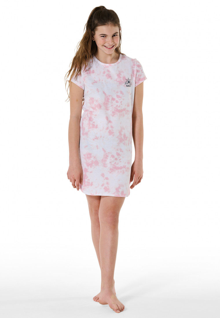 Sleepshirt kurzarm Organic Cotton Batik zartrosa  - Nightwear