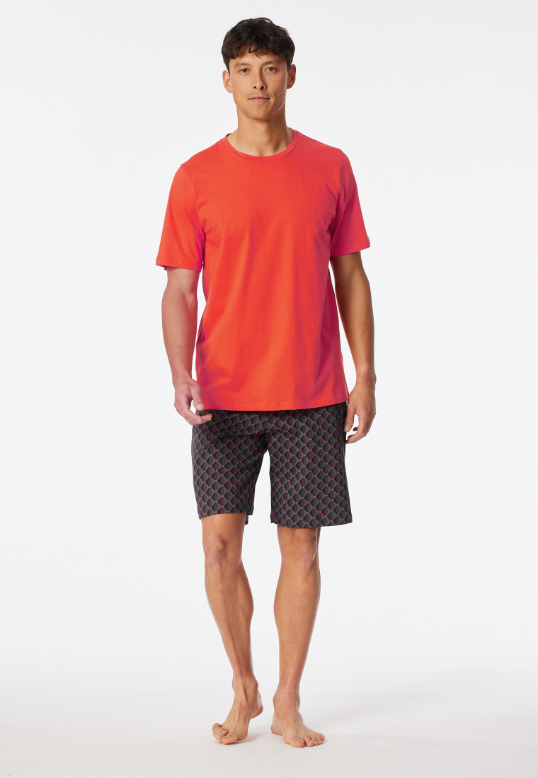 Short pyjamas patterned light red - Casual Essentials