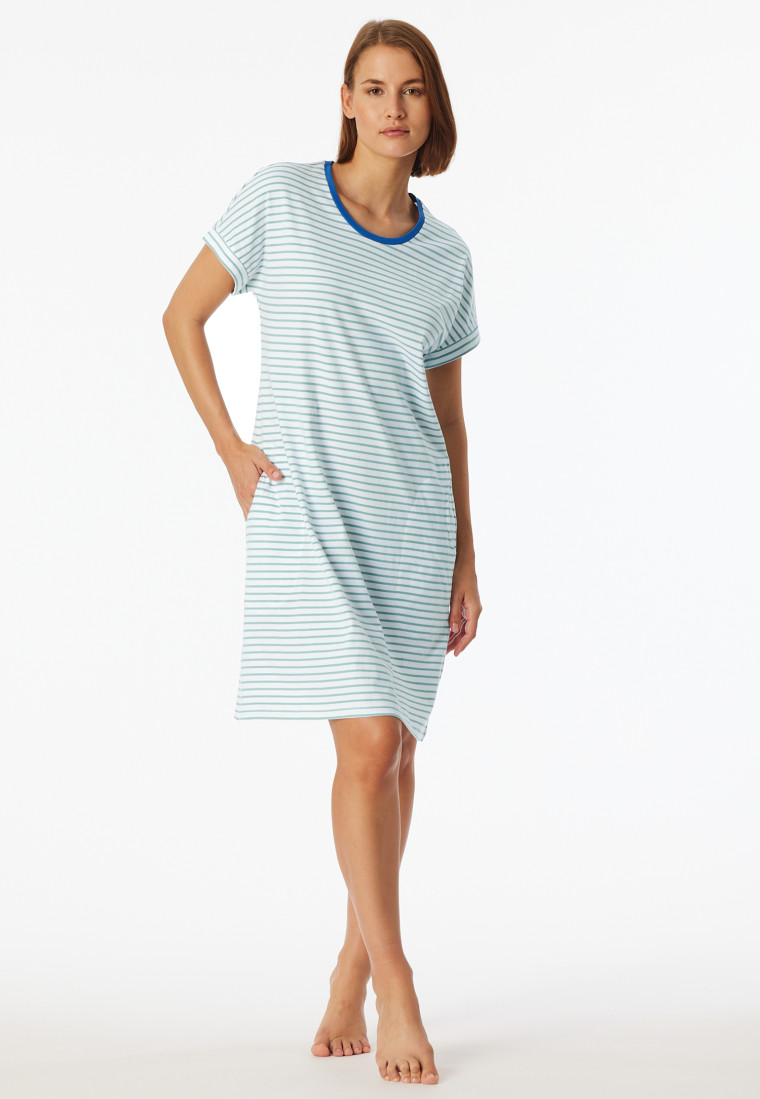Sleepshirt kurzarm Streifen jade - Casual Essentials