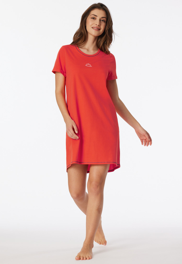 Sleepshirt kurzarm Print hellrot - Casual Essentials