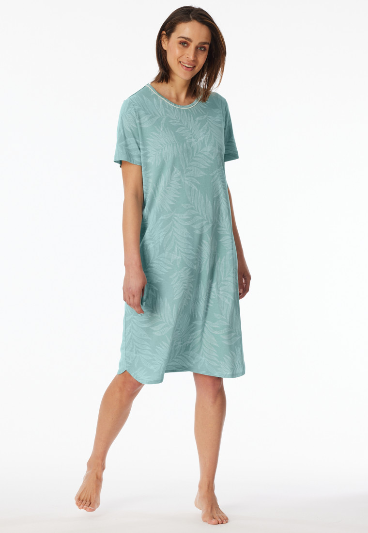 Nachthemd kurzarm Palmenprint jade - Comfort Nightwear