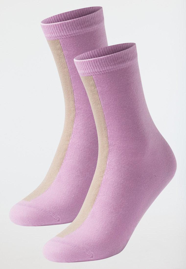 Damensocken 2er-Pack Organic Cotton Colour Blocking rosa/nude - 95/5