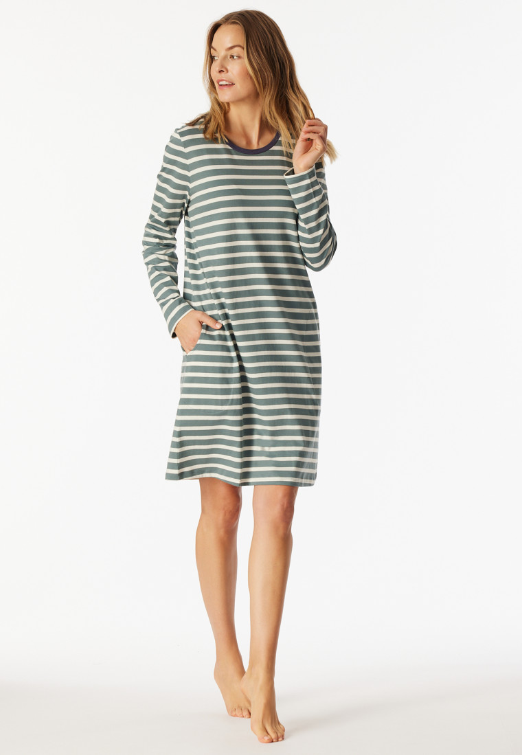 Nachthemd lange mouwen met streepjes mineraal - Casual Essentials