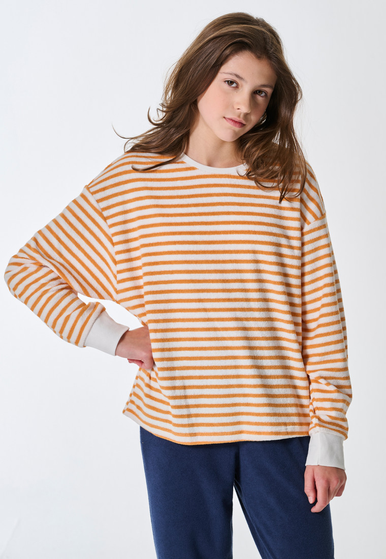 Pigiama lungo in spugna a righe multicolore - Nightwear