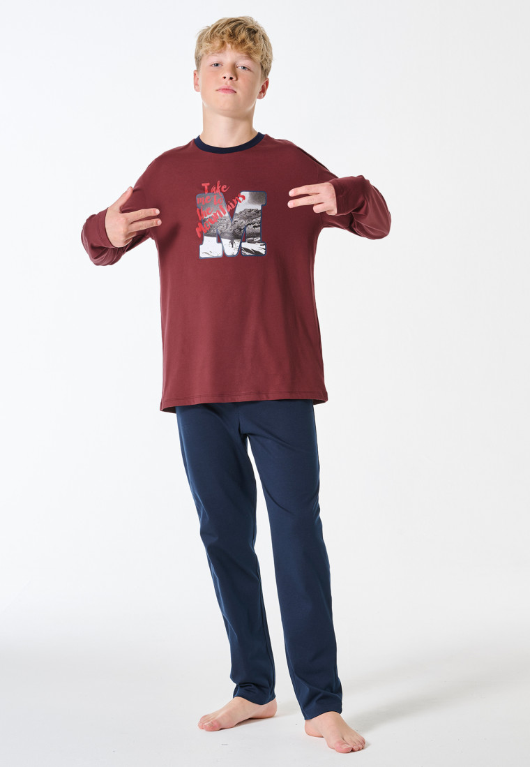 Lange pyjama bergen wijnrood - Nightwear