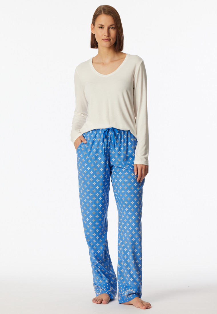 Broek lang geweven stof bloemen aquarium - Mix+ Relax