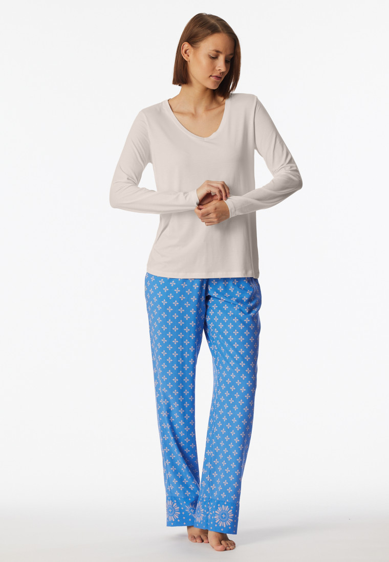 Shirt long-sleeve v-neck off-white - Mix+Relax