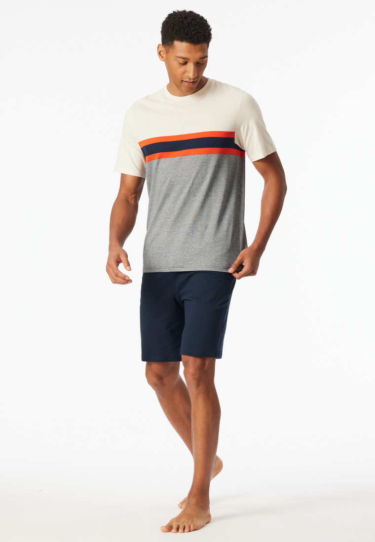Schlafanzug kurz Ringel hellrot - Casual Nightwear
