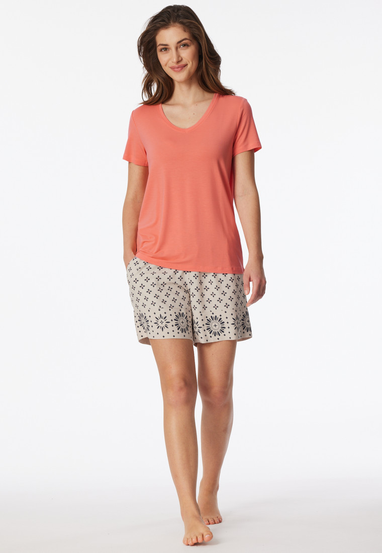 Shirt short sleeve v-neck peach - Mix+Relax