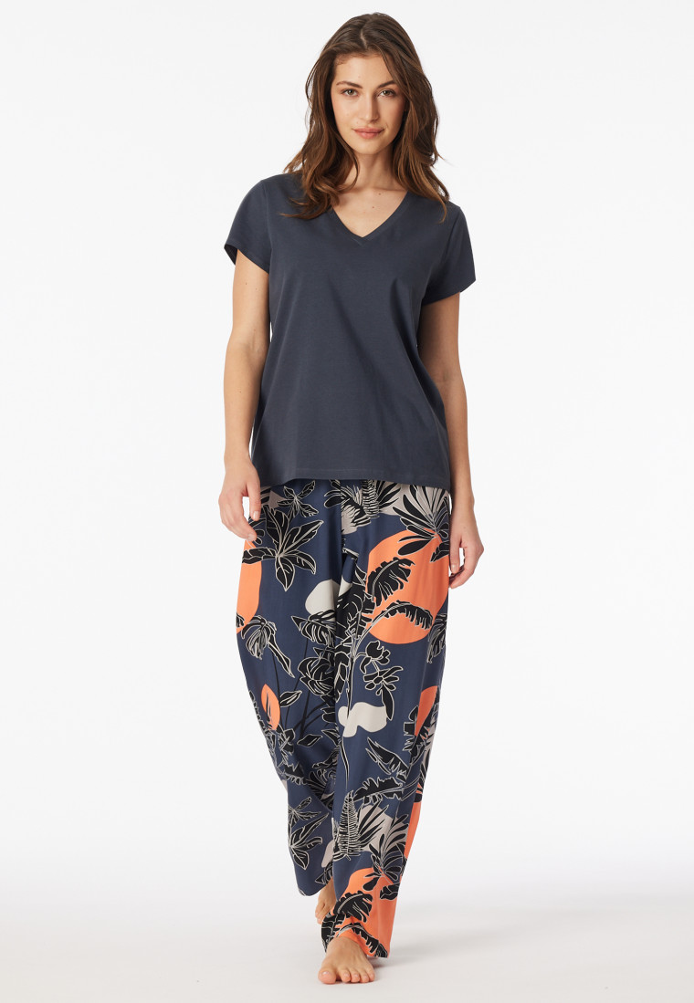 Shirt kurzarm tiefer V-Ausschnitt graphit - Mix+Relax