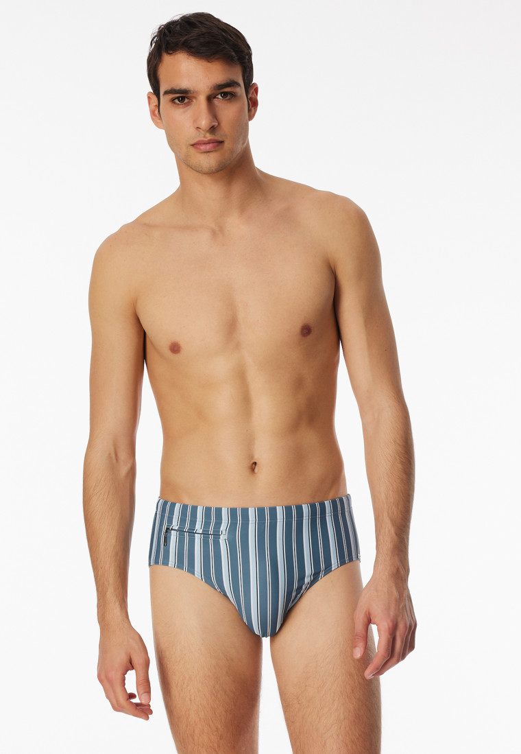 Swimming trunks with zipper pocket knitwear recycled stripes atlantic blue - Aqua