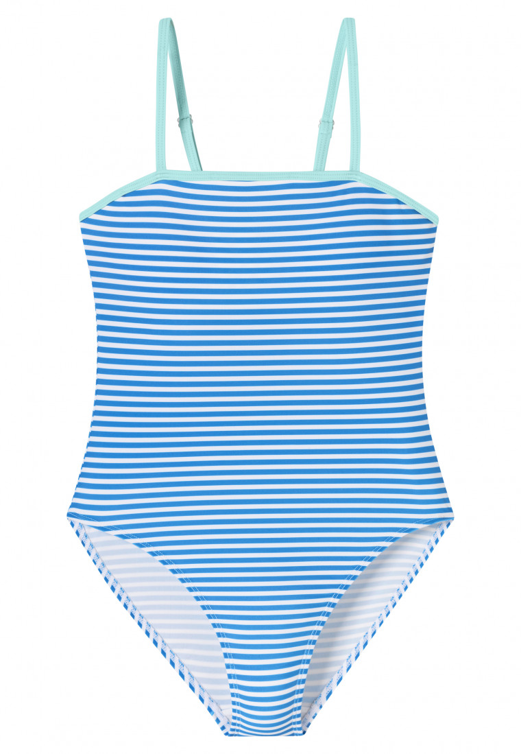 Swimsuit recycled knitwear SPF40+ stripes aquarium - Aqua