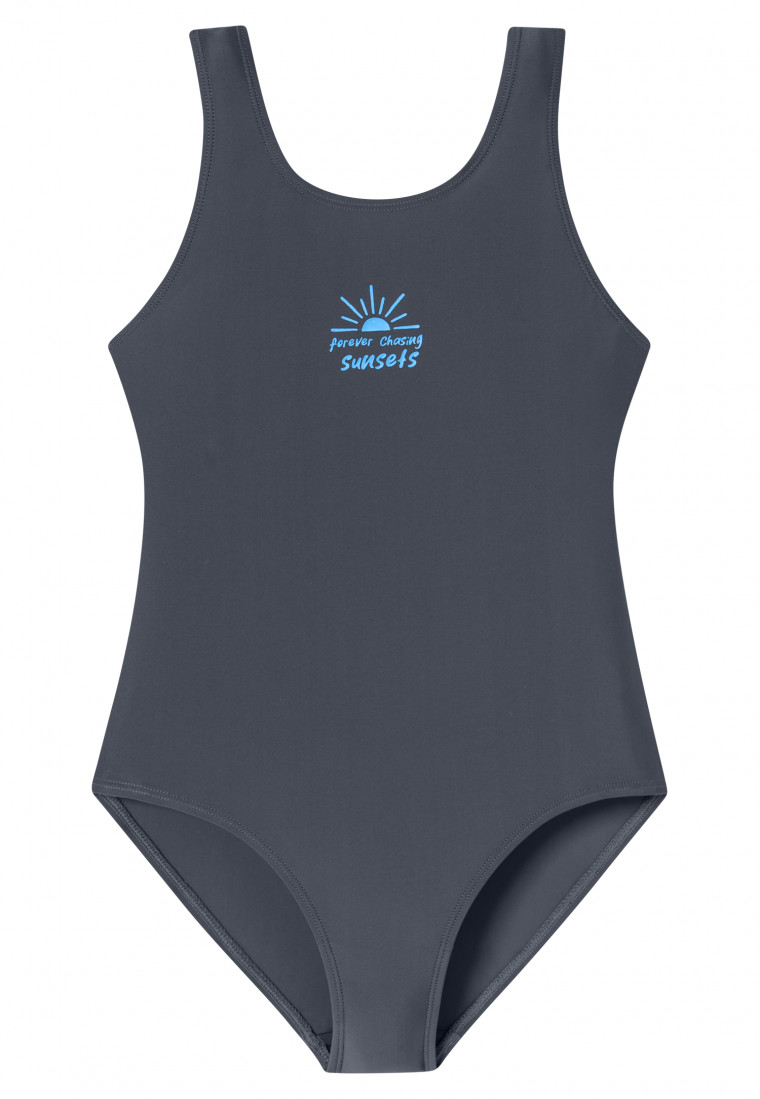 Swimsuit knitwear recycled SPF40+ school sports graphite - Aqua
