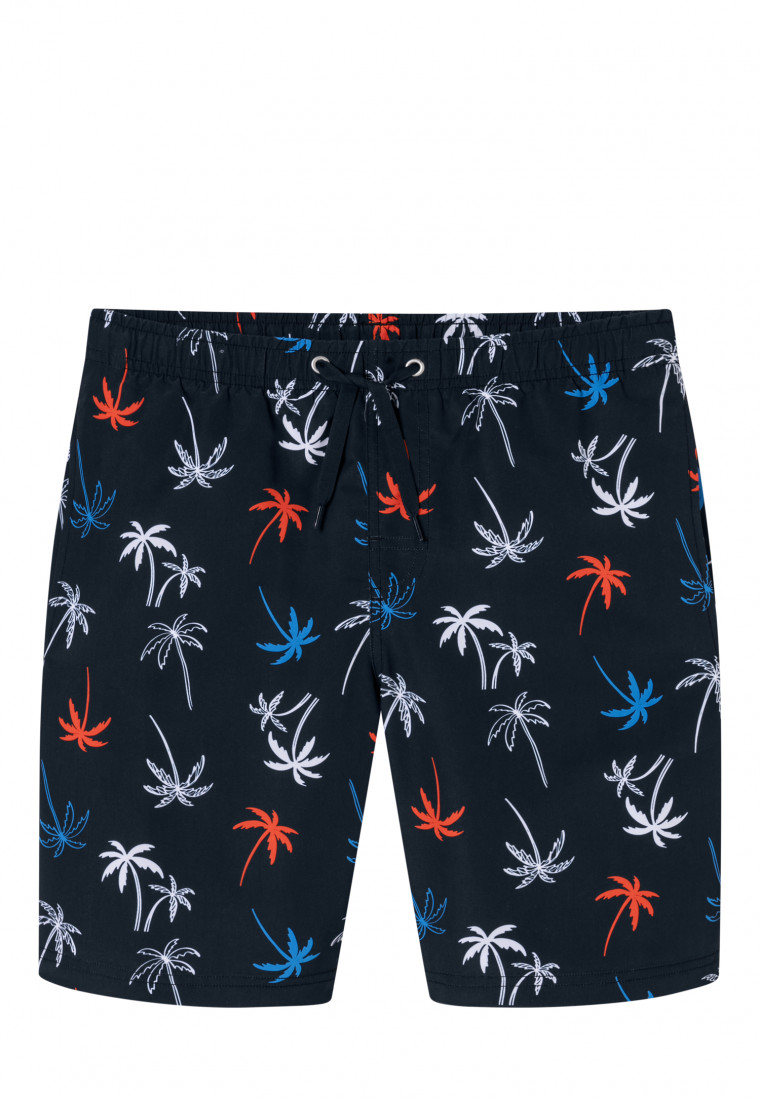 Swim shorts woven fabric recycled SPF40+ palm trees multicolor - Aqua