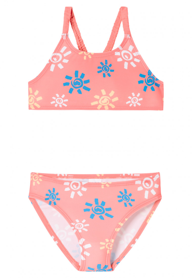 Bustier bikini recycled knitwear SPF40+ sun pink - aqua