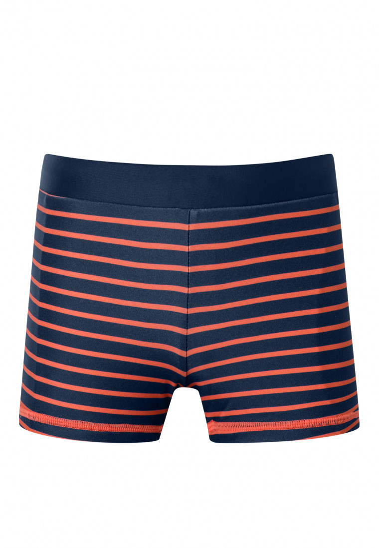 Swimming trunks recycled knitwear SPF40+ stripes orange - aqua