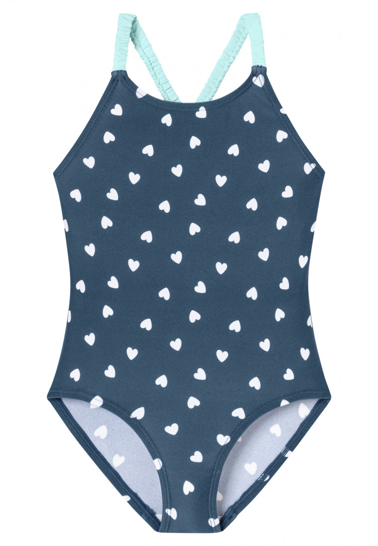 Knitwear swimsuit recycled SPF40+ polka dots midnight blue - Aqua