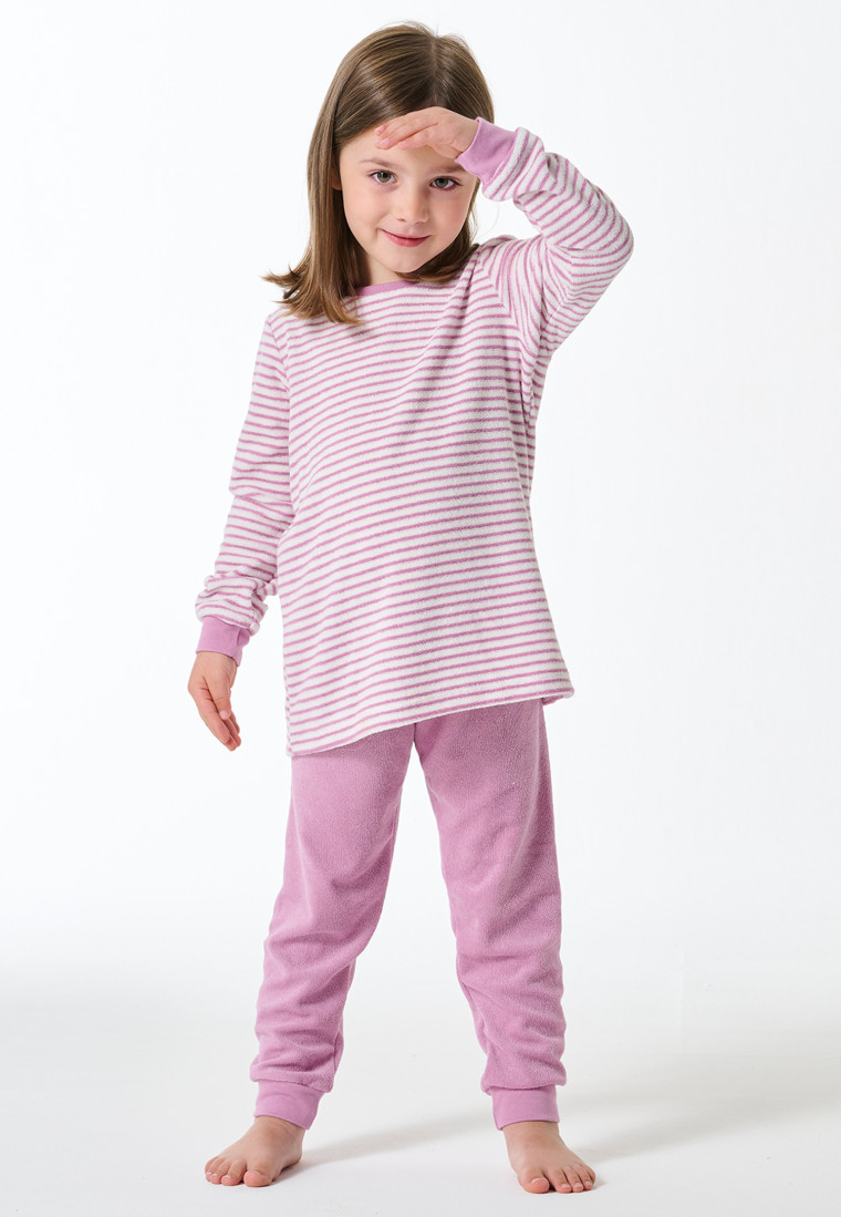 Pyjama long tissu éponge poignet rayures orchidées - Kids Nightwear