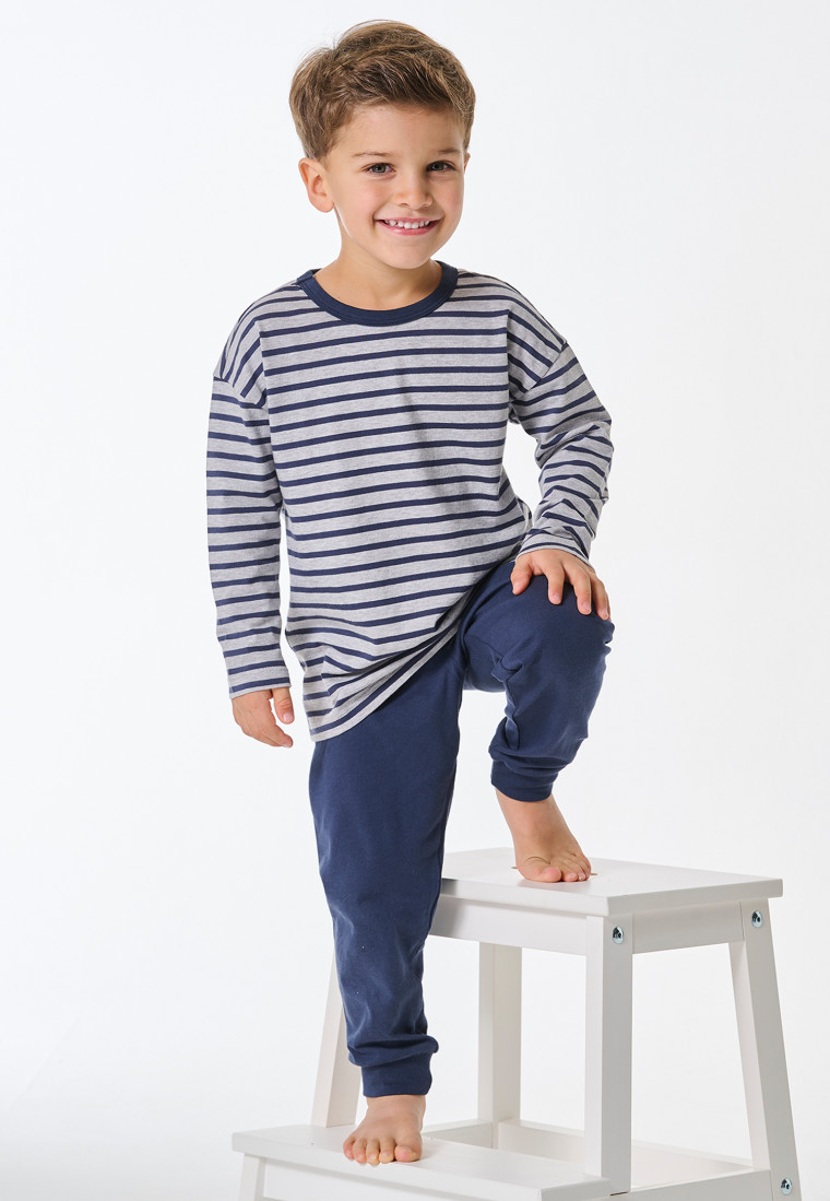 Pigiama lungo con polsini a righe blu scuro - Nightwear per bambini