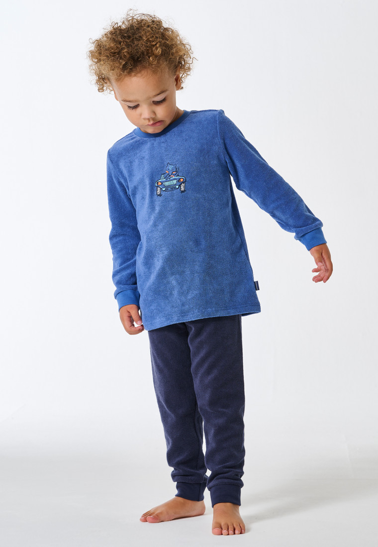 Pyjama lange frottee manchetten vos blauw - Kids Nightwear
