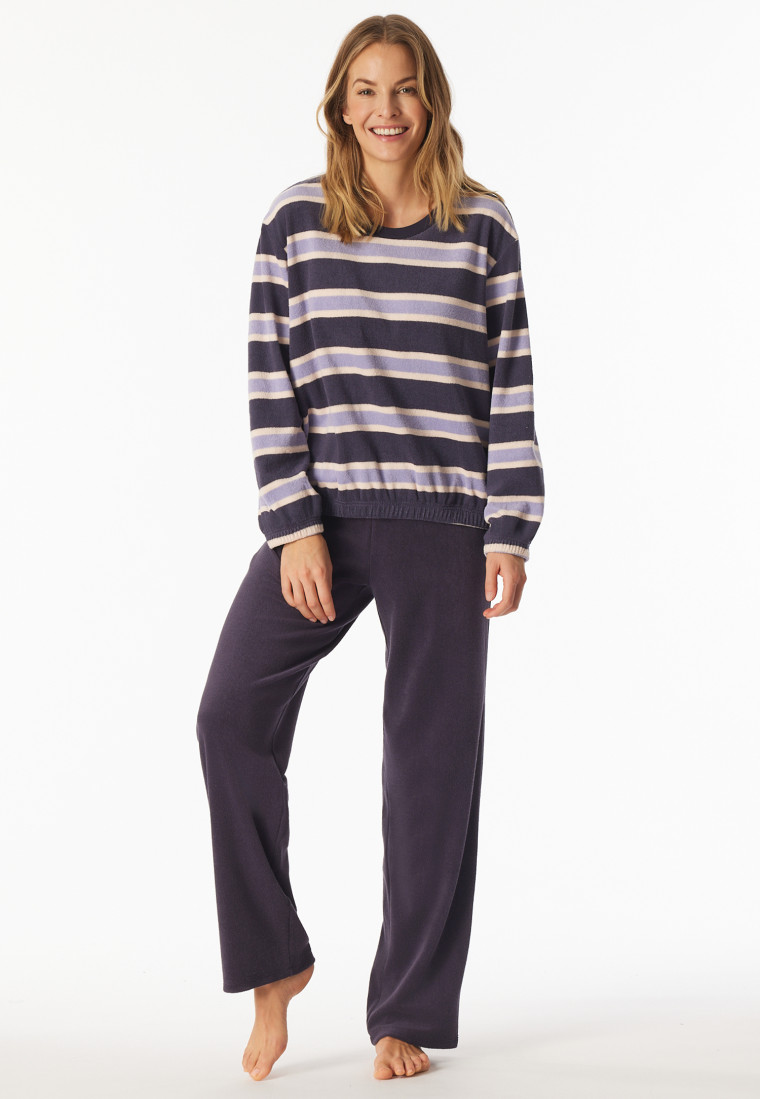 Pyjama lange frottee streepjes indigo - Casual Essentials