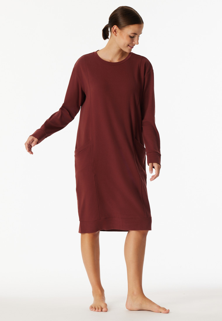 Nachthemd langarm Interlock wärmend burgund - Selected Premium Warming
