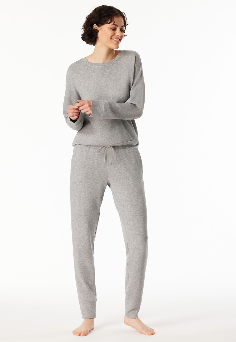 Hose lang Interlock Bündchen grau-meliert - Mix+Relax