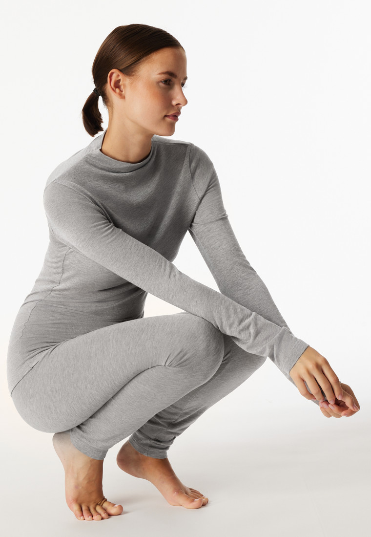 Shirt mit Rolli langarm grau-meliert - Premium Warming