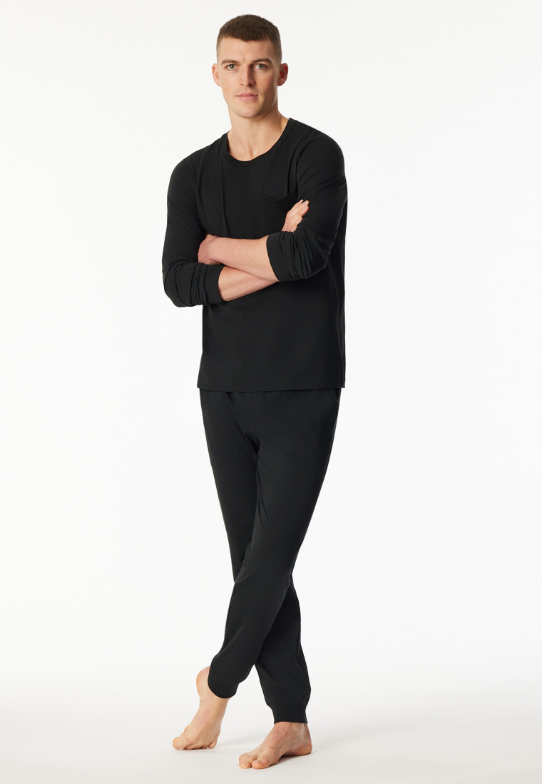 Pyjama long poignet noir - Modern Nightwear