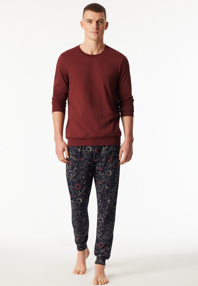 Pyjamas long pyjamas cuffs space burgundy - Family