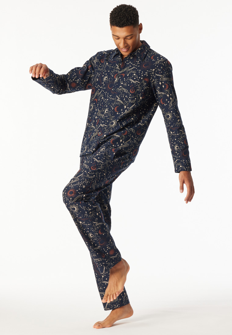 Pyjamas long flannel midnight blue print - X-Mas Family
