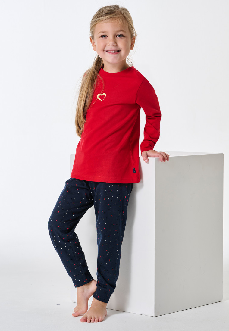 Pyjamas long cuffs heart red - Family