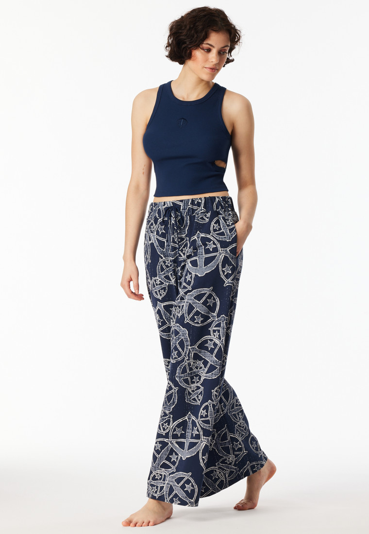Lange broek statement print blauw - SCHIESSER 150 Years