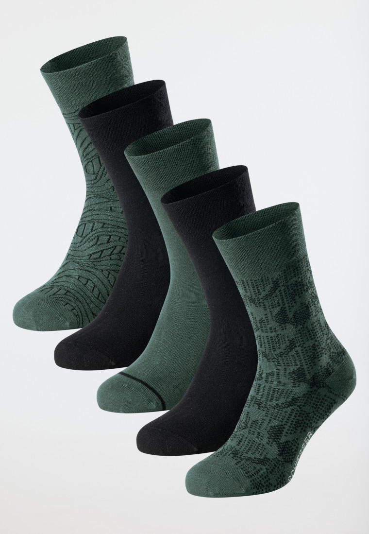 Herrensocken 2er-Pack Organic Cotton schwarz/ dunkelgrün - Fashion