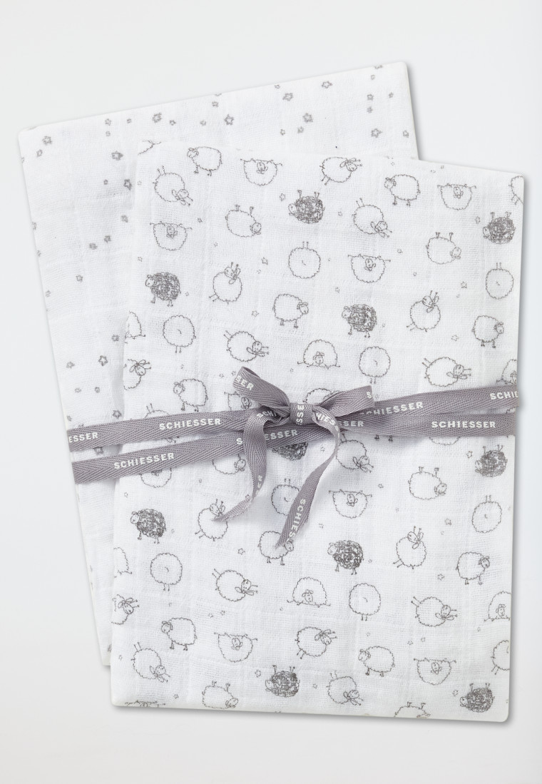 Doek voor baby's 2-pack wit/lichtgrijsmelange - Original Classics