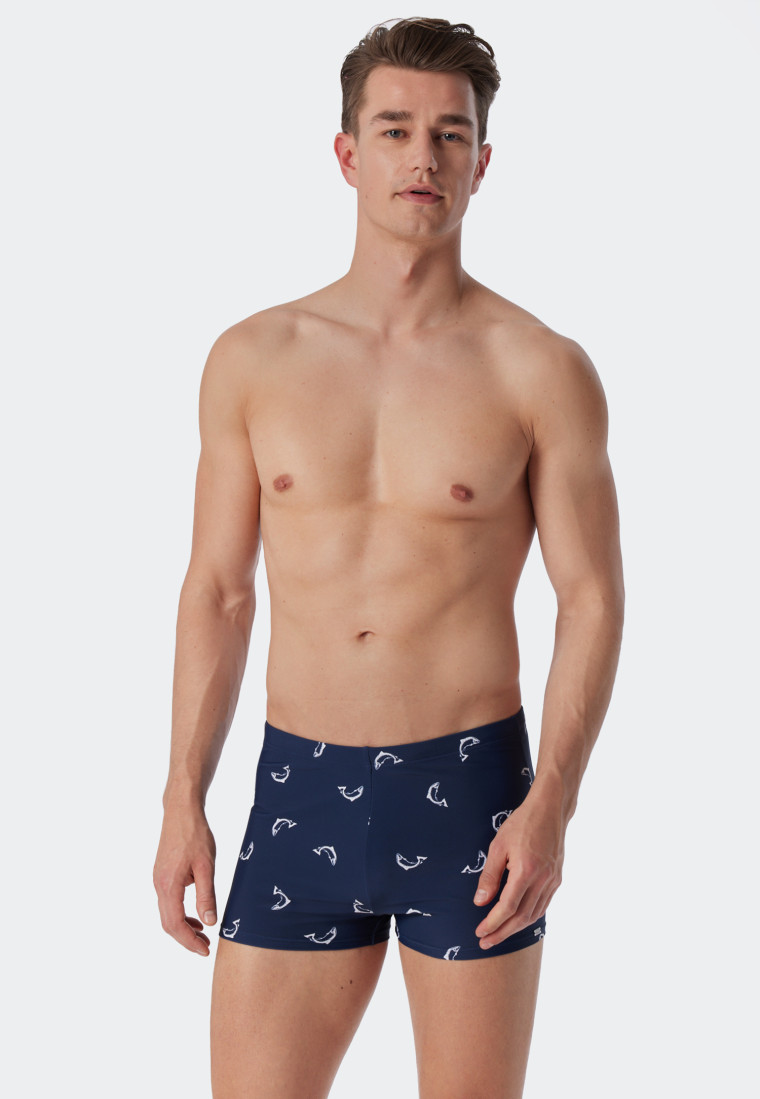 Badmode retro knitwear gerecycled visjes donkerblauw - Waterworld