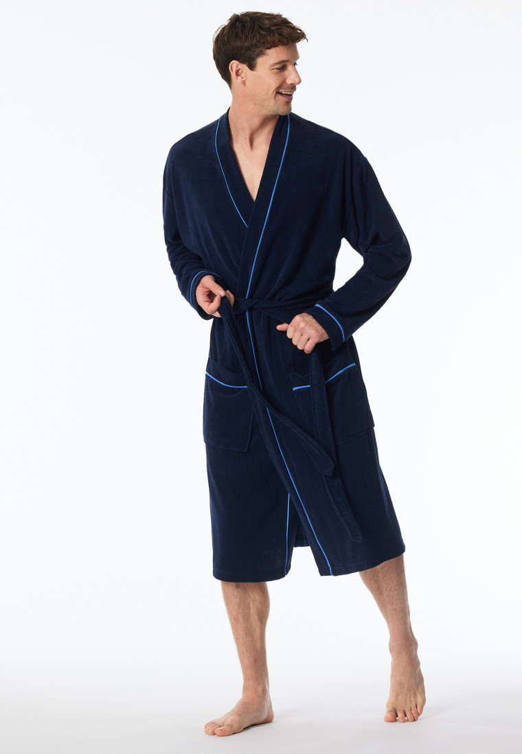 Bathrobe, terry cloth, navy - Roger Moore