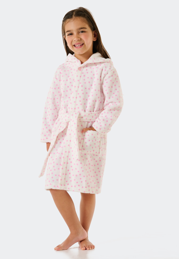 Bathrobe velour polka dots white - Original Classics