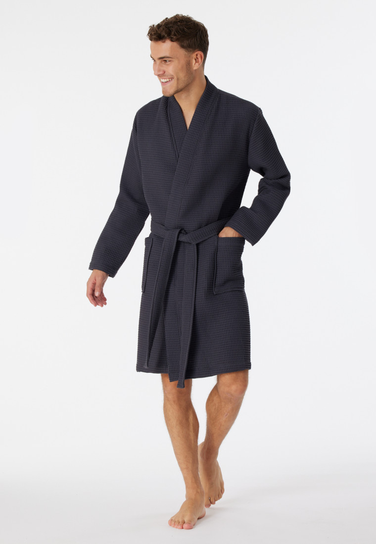 Bathrobe waffle piqué anthracite - Essentials